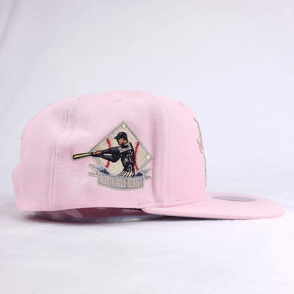 Joe Fresh Goods Mitchell & Ness Snapback Hat Cap 3D Logo South Side Pink NWT